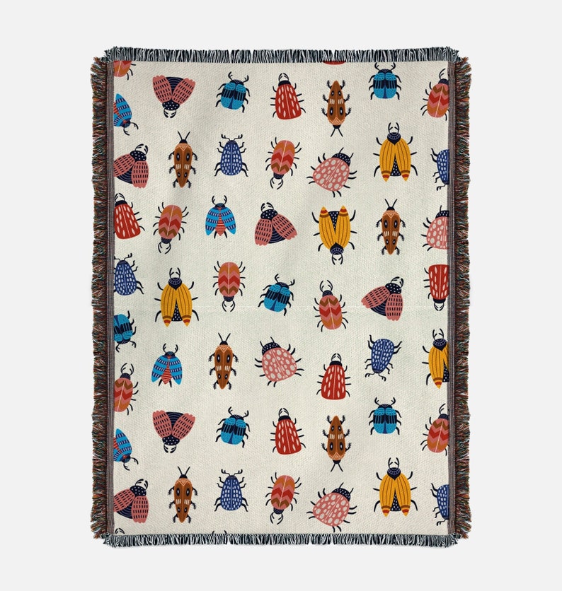 Beetles Throw Blanket: Beetles Blanket, Woven Throw Blanket, Kids Blanket, Bed Blanket, beetles Decor image 8