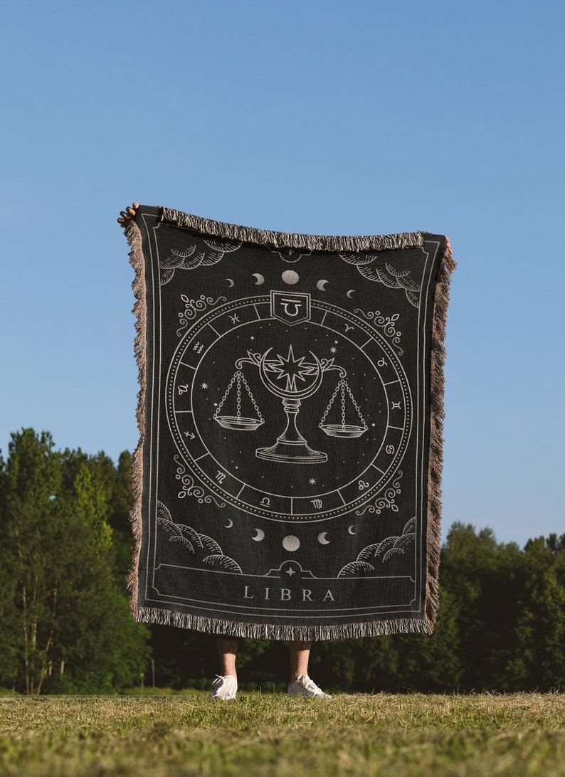 Zodiac Blanket: Horoscope Astrology Gift, Constellation gift, Zodiac Gift, Horoscope Gifts, Libra, Leo, Cancer, Taurus, Sagittarius, Boho image 2
