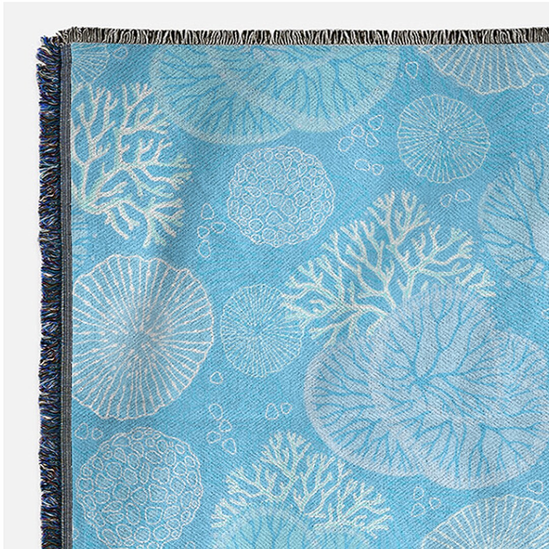 Blue Coral Throw Blanket Ocean Decor Nautical Beach home Etsy