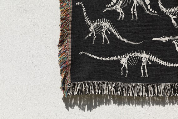 Dinosaur Blanket: Skeleton Blanket, Dinosaur Gifts, Halloween Blanket, Dinosaur Decor, dinosaur throw, Woven Throw Blanket, Halloween Decor