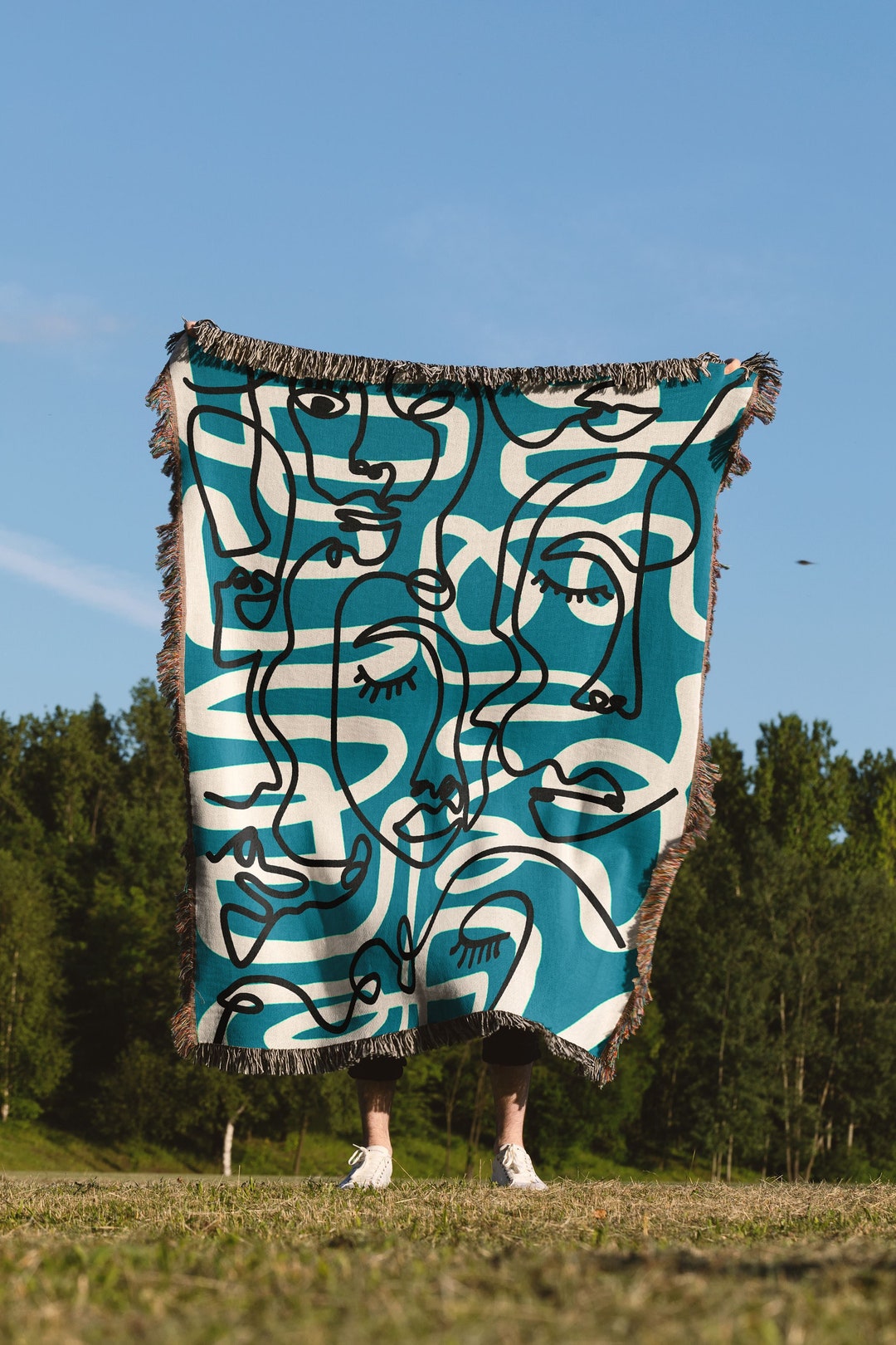 Picasso Faces Blanket Abstract Art Blanket Jacquard Woven Etsy