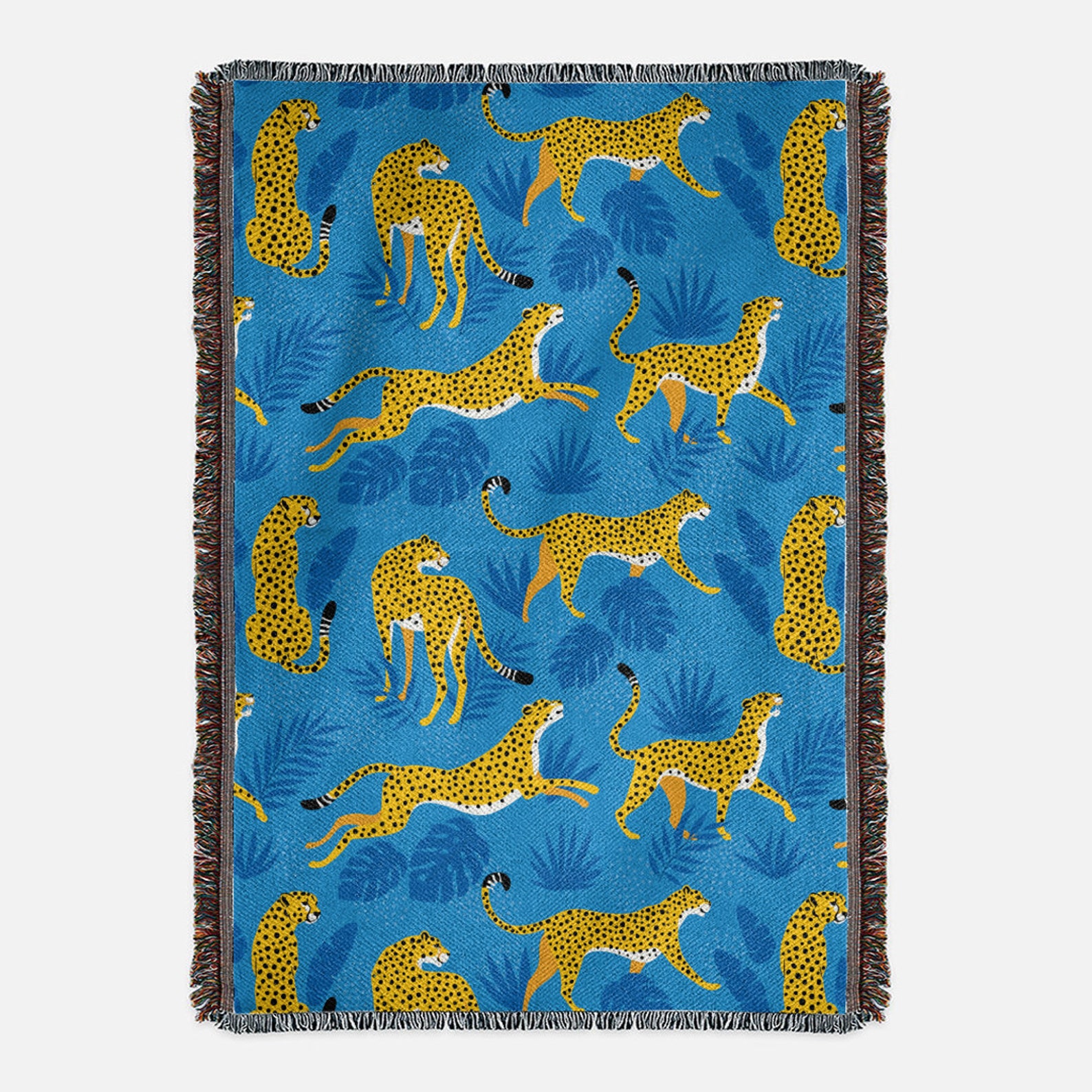 Leopard Blues Throw Blanket Leopard Blanket Cat Woven Etsy