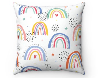 Rainbow Throw Pillow, Colorful Nursery Decor, Kids Room Accent