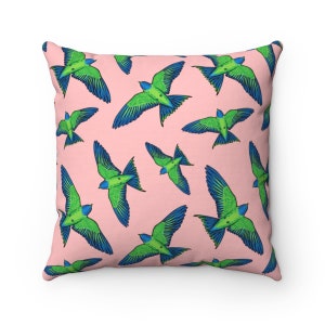 Birds Throw Pillow, Green Throw Pillow, Birds decor, animal Decor, Green decor, boho pillow, boho decor