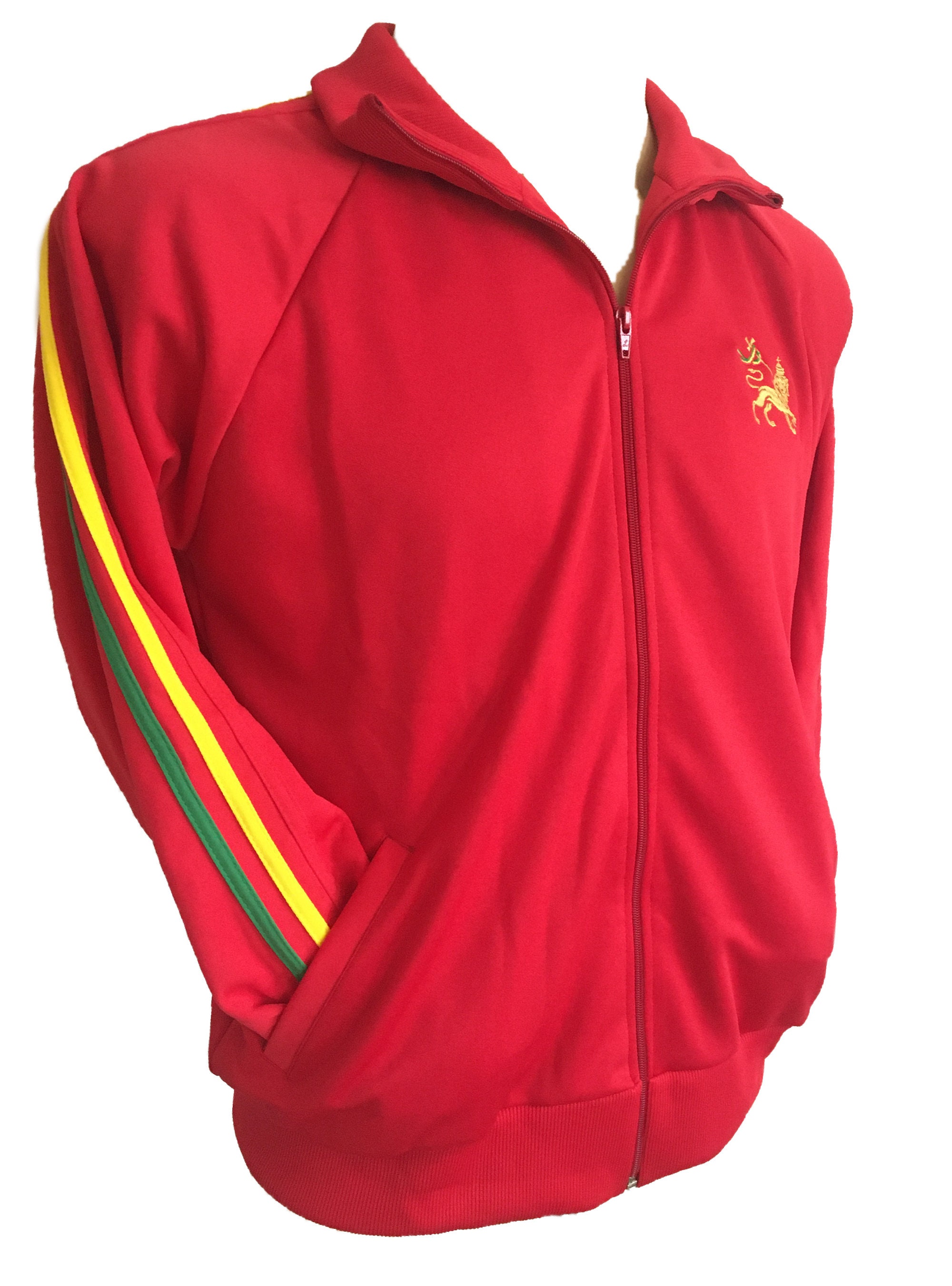 Rasta Stripe Zip up Track Jacket With Lion Motif - Etsy