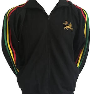 Rasta Stripe Zip Up Track Jacket with Lion Motif image 2