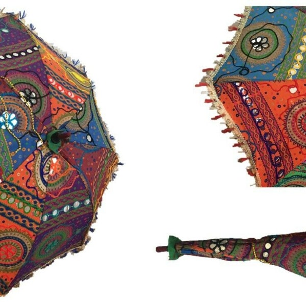 Multicoloured Indian Style Fabric Parasol / Umbrella