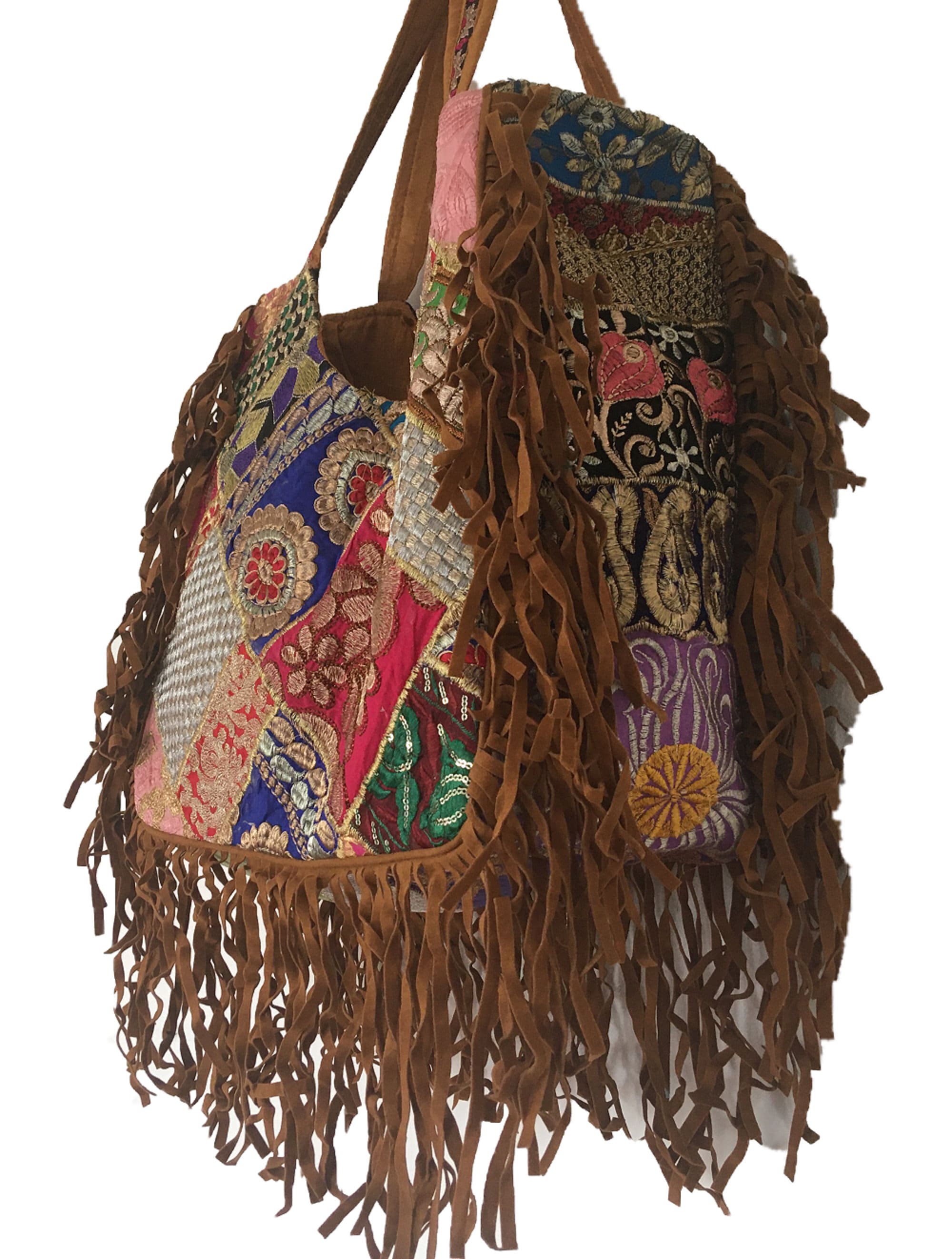 Large Ethnic Patchwork Embroidery Shoulder Bag With Faux Etsy UK