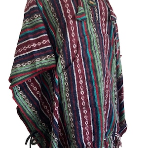 Poncho Hooded Cape 100% Soft Brush Cotton with Gheri Stripe