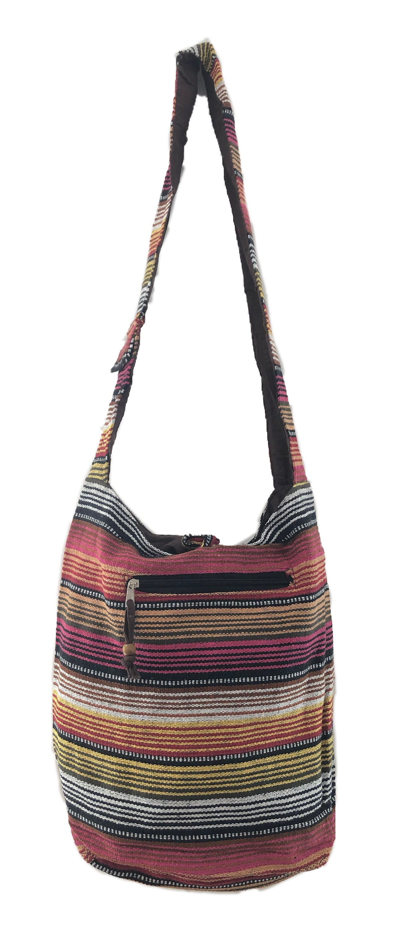 Cotton Shoulder Bag with Stripe Design and Bead Detail Sling | Etsy