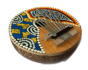 Hand Painted or Plain Wood and Coconut Karimba Kalimba Thumb Piano Harp Mbira