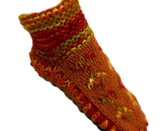 100% Pure Wool Ankle Slipper Socks Slouch Chunky Knit Lined Nepalese Bed Socks
