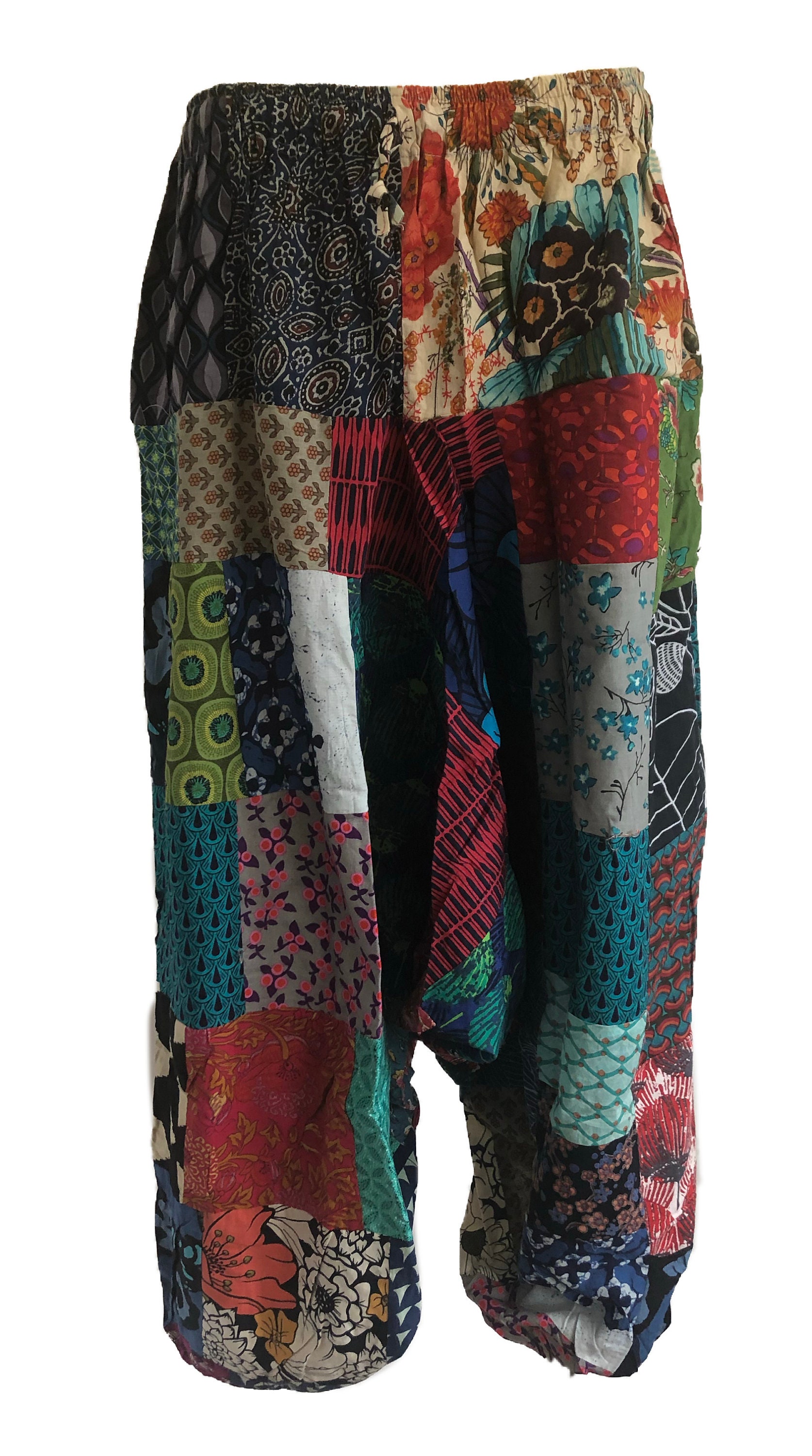 Colourful Patchwork Indian Cotton Trousers Boho Aladdin Yoga | Etsy