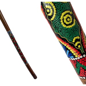 Hand Painted Didgeridoo in Aboriginal Dot Pattern Design World Music 120cm