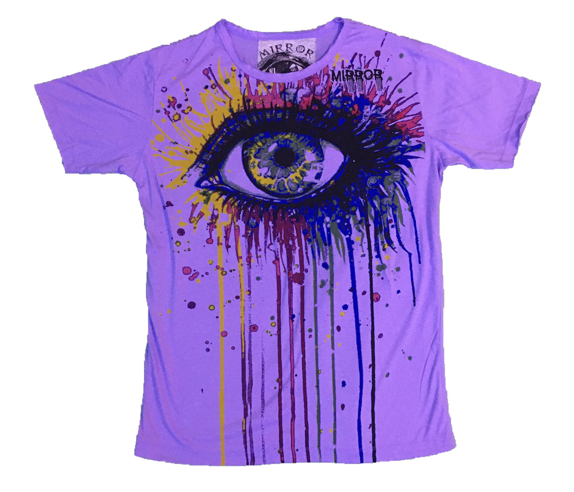 100 Cotton Mirror T Shirt With Dripping Eye Print Etsy UK