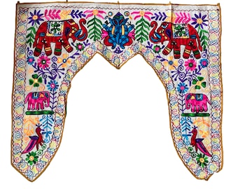 Embroidered Indian Elephant Door Hanging Arch Toran