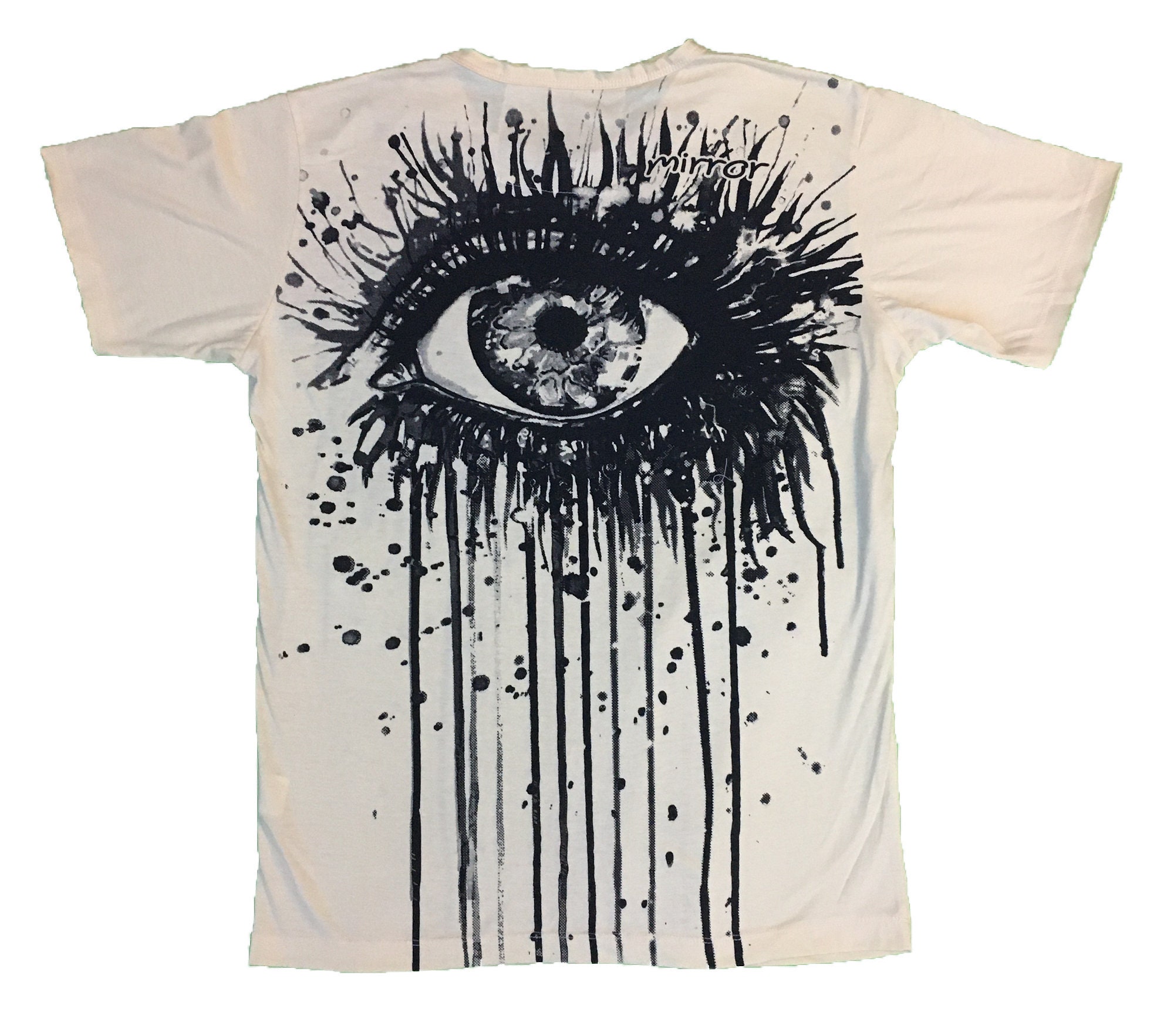 100 Cotton Mirror T Shirt With Dripping Eye Print Etsy UK