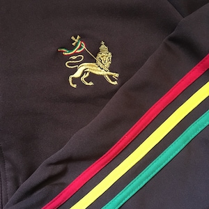 Rasta Stripe Zip Up Track Jacket with Lion Motif image 8