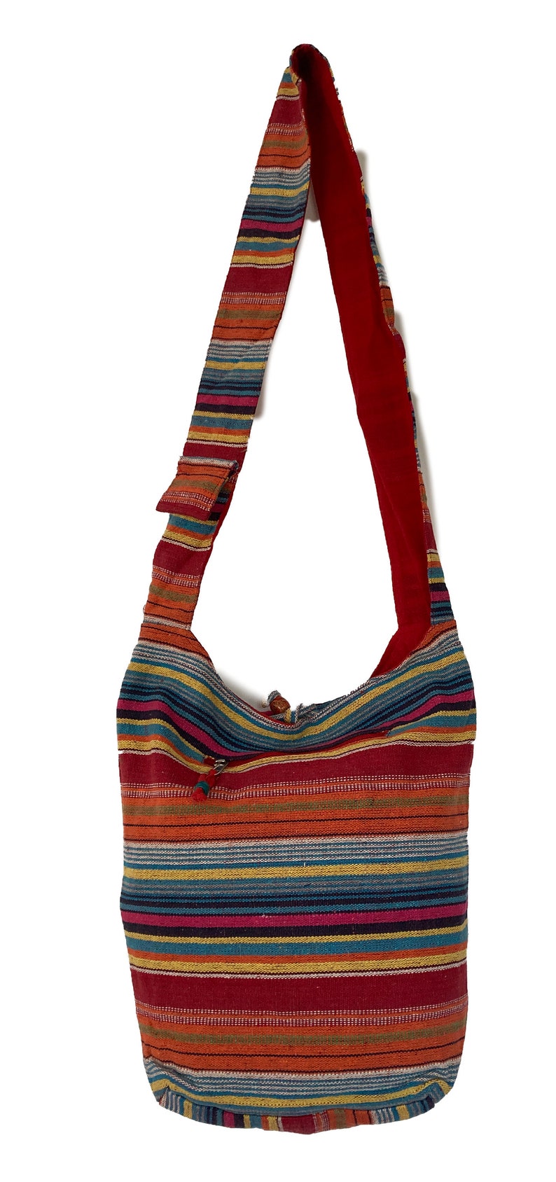 Cotton Shoulder Bag With Stripe Design and Bead Detail Sling Etsy UK