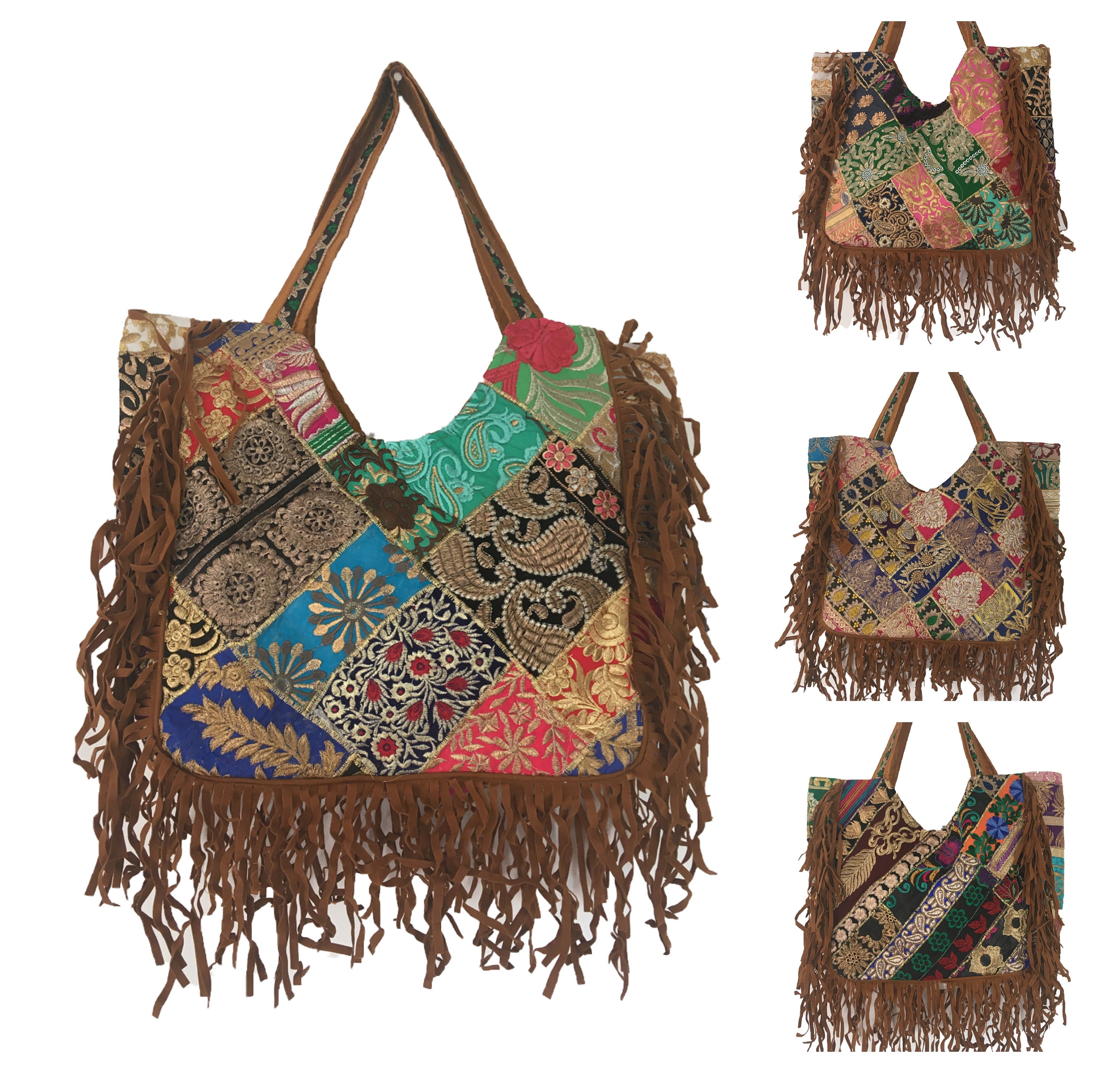 Large Ethnic Patchwork Embroidery Shoulder Bag With Faux Etsy UK