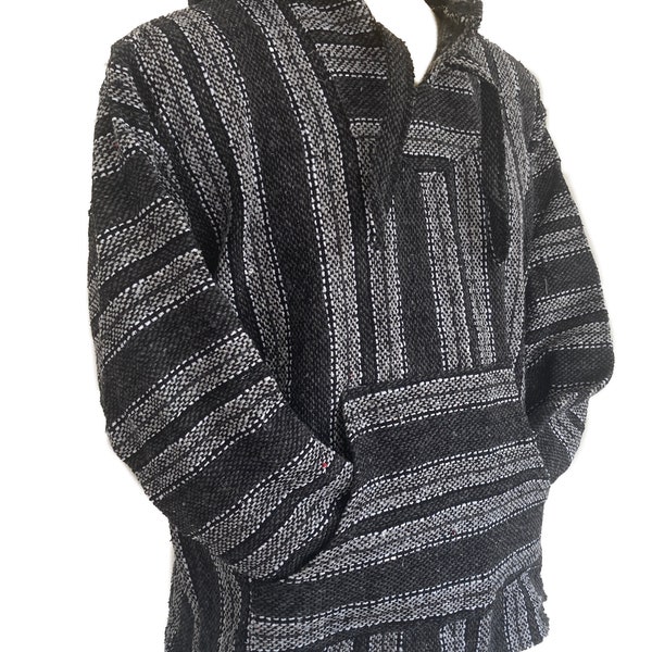 Mexican Style Baja Hoodie Jerga Drug Rug Striped Jumper Festival Hippy Unisex