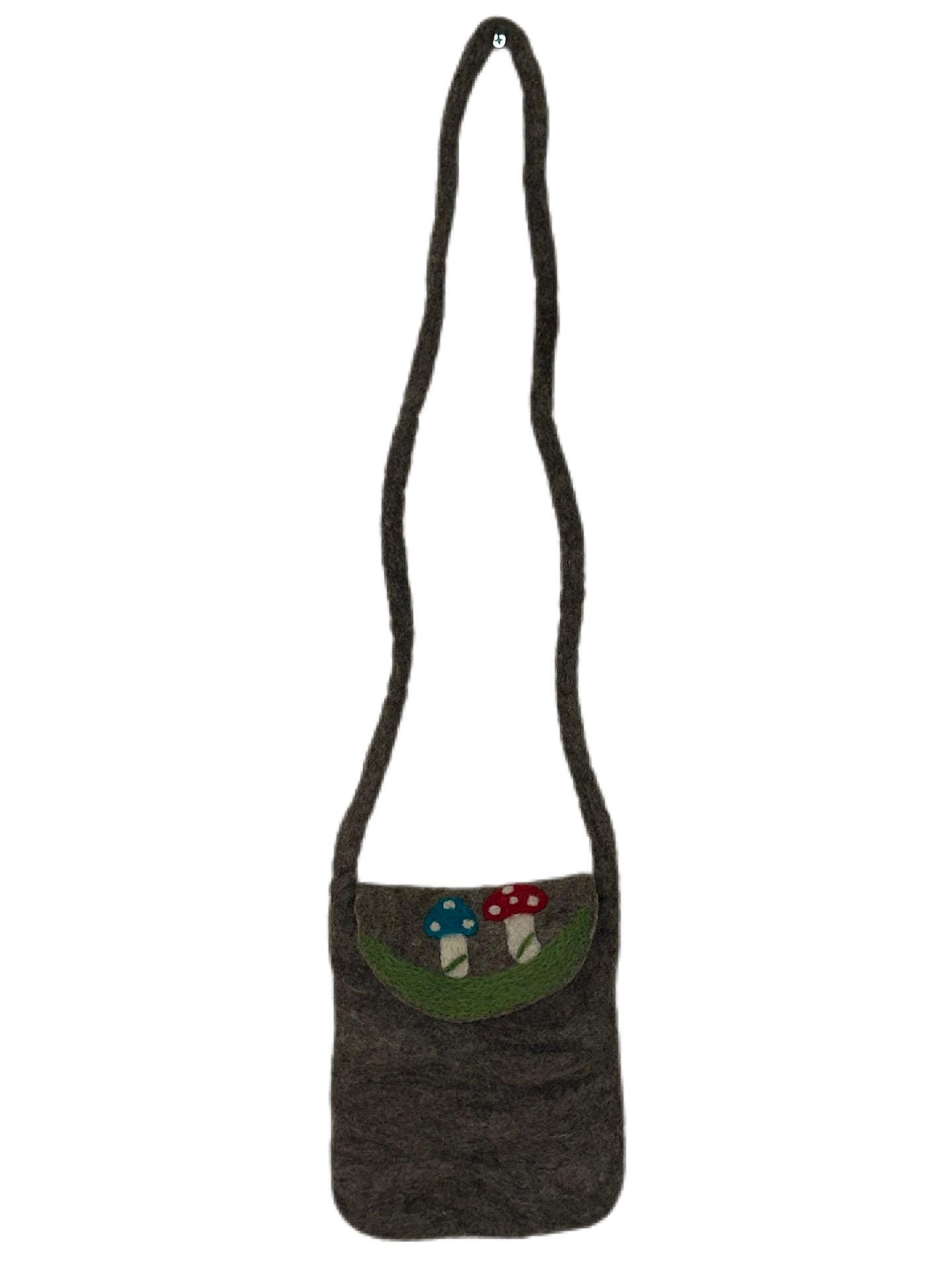 Small Felt Handbag Mushroom or Owl Design Nepalese Handmade