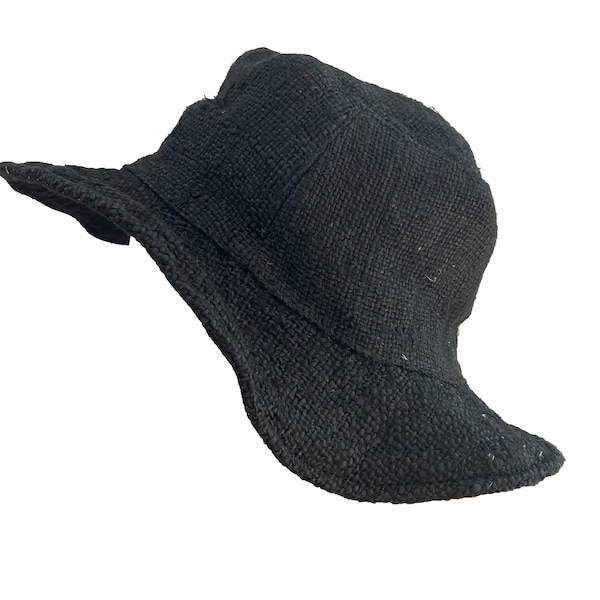 Large Plain Wire Brim Hemp Sun Hat with Neat Edge, Block Colour