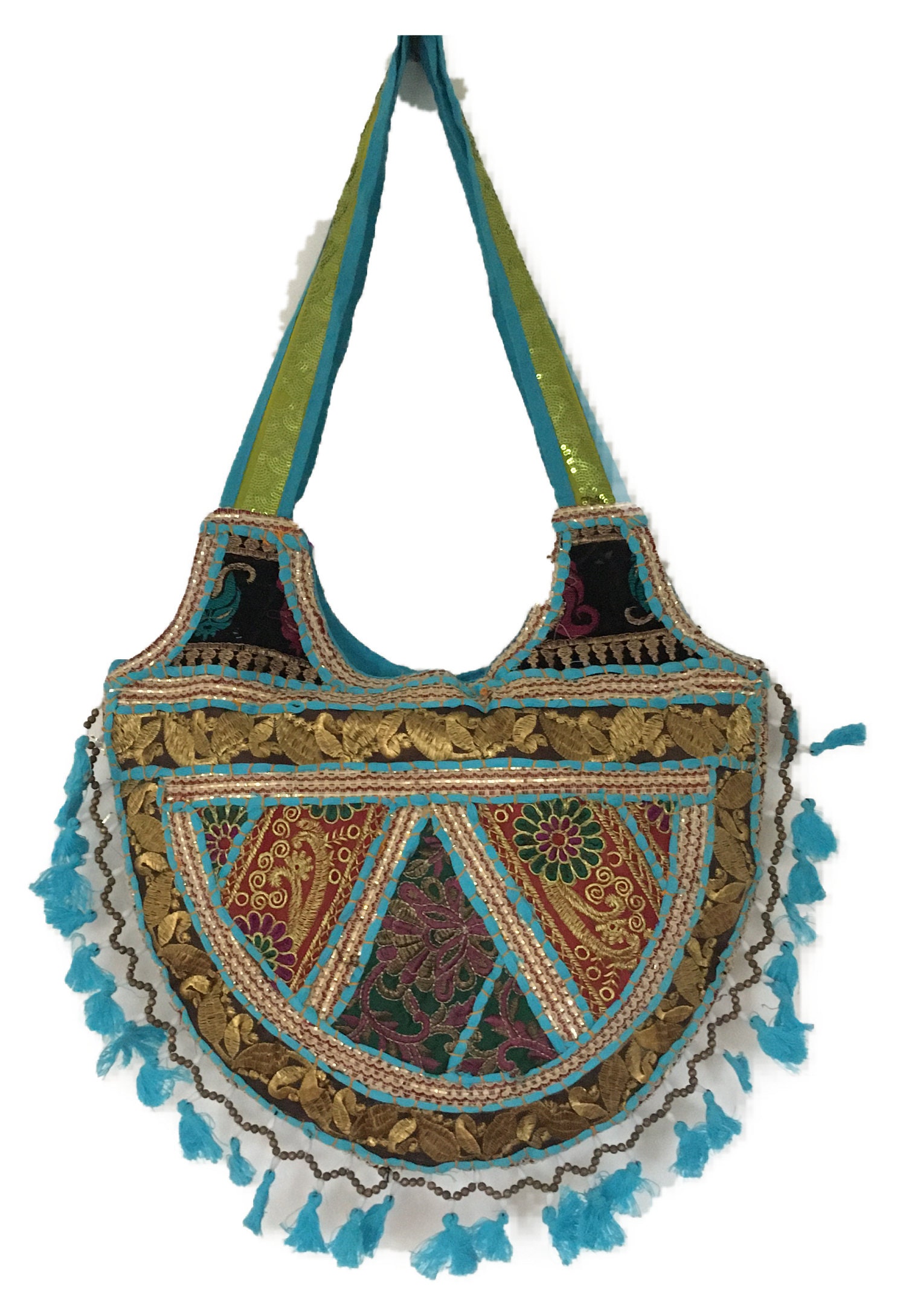 Large Colourful Embroidered Shoulder Bag With Mirrors Etsy UK