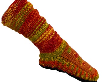100% Pure Wool Slipper Socks Slouch Chunky Knit Lined Nepalese Bed Socks