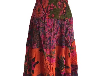 100% Cotton Printed Maxi Dress with Floral Indian Design