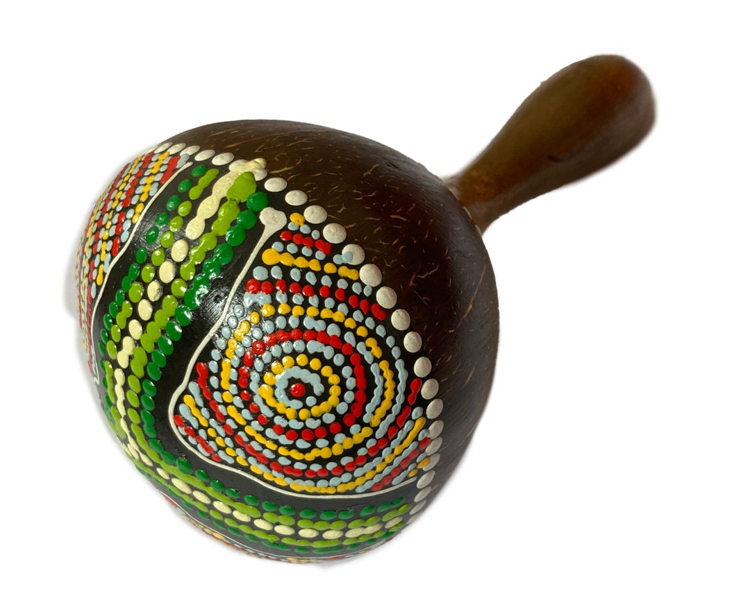 Coconut Rattle Shells Large Hand Painted Musical Coconut Shell Shaker Rattle - Etsy UK