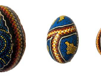 Handheld Painted Egg Rattle Instrument Filled with Beads and Seeds