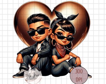 Coppia Chicano, Cuore di bronzo, Innamorato ispanico, Stampe d'arte latina, Arte della parete latina, Arte Chicana, Stile Chicano, Arte latina, Orgoglioso di te