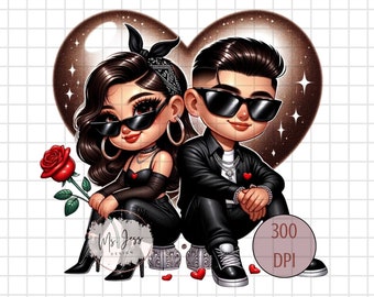 Chicano Couple, All In Black, Chicana PNG, Chicana Love, Chicano Style, Chicana Art, Latino Wall Art, Hispanic Sweetheart, Proud of You