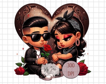 Chicano Couple, Be Mine, Chicana Art, Chicano Love, Chicana PNG, Proud of You, Hispanic Sweetheart, Latino Art, Brown Love, Latino Wall Art