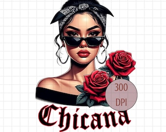 Chicana PNG, Chicano PNG, Chicana orgogliosa, Firme, Camicia Chicana, Camicia per lei, Sublimazione PNG, Rosa rossa, Amore marrone