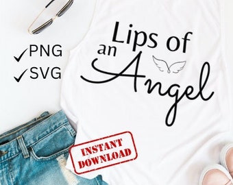 Lippen van een Angel SVG digitaal bestand, Angel SVG, Angel Lips SVG cut bestand, Angel Cricut cut bestand