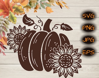Zucca di girasole, Girasole SVG, PNG di zucca autunnale, Cricut Design Pumpkin, Fall Designs, Autumn svg, Girasole PNG, Camicia di zucca di girasole