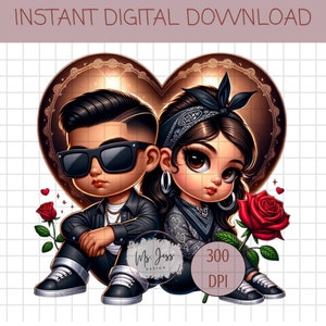 Chicano Couple, Brown Heart, Chicana Love, Chicana PNG, Chicano Style, Brown Love, Hispanic Sweetheart, Latino Wall Art, Proud of You