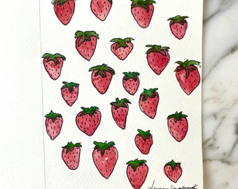 Strawberries water color card