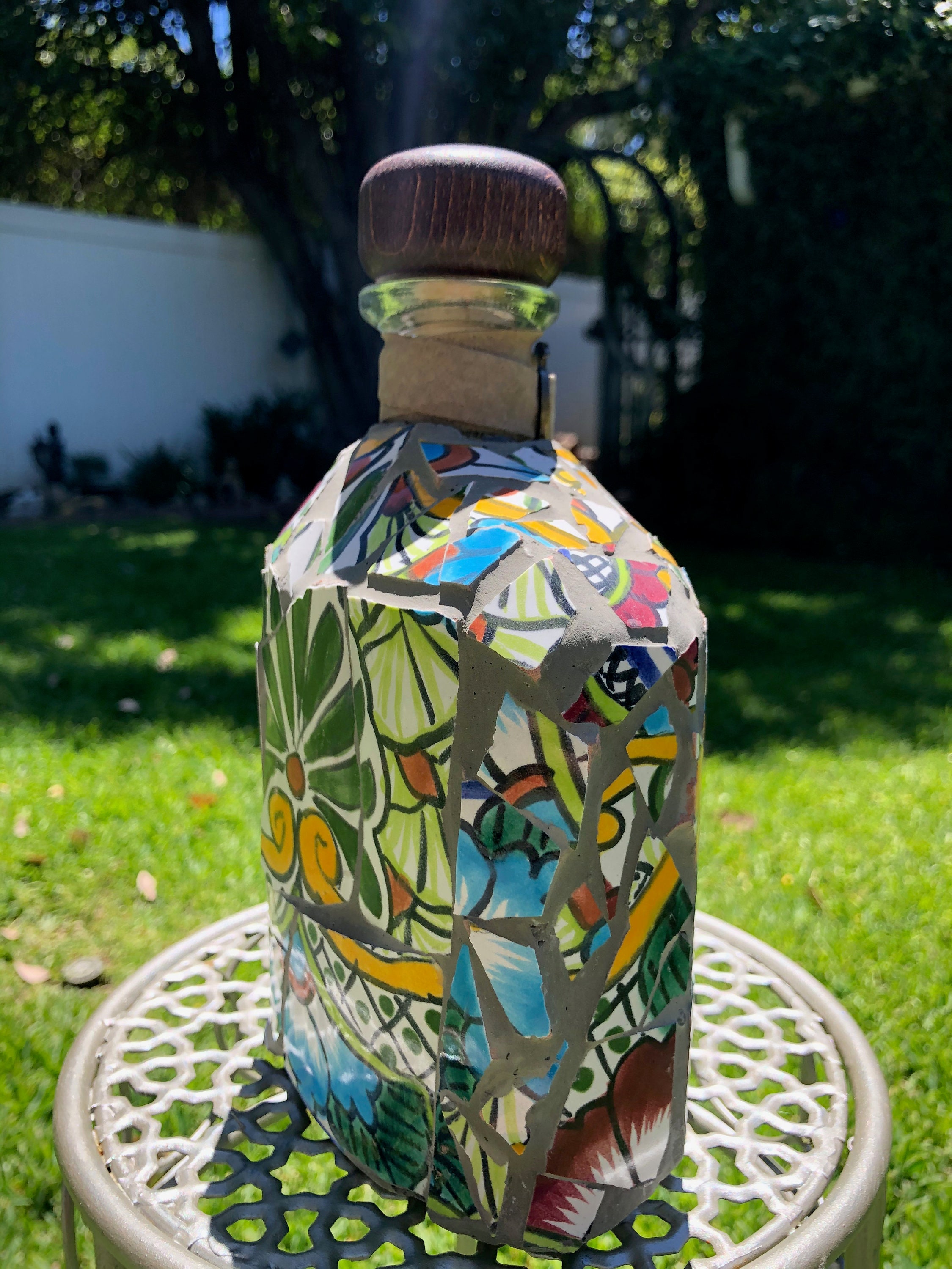 Handmade Mosaic Glass Bottle Etsy