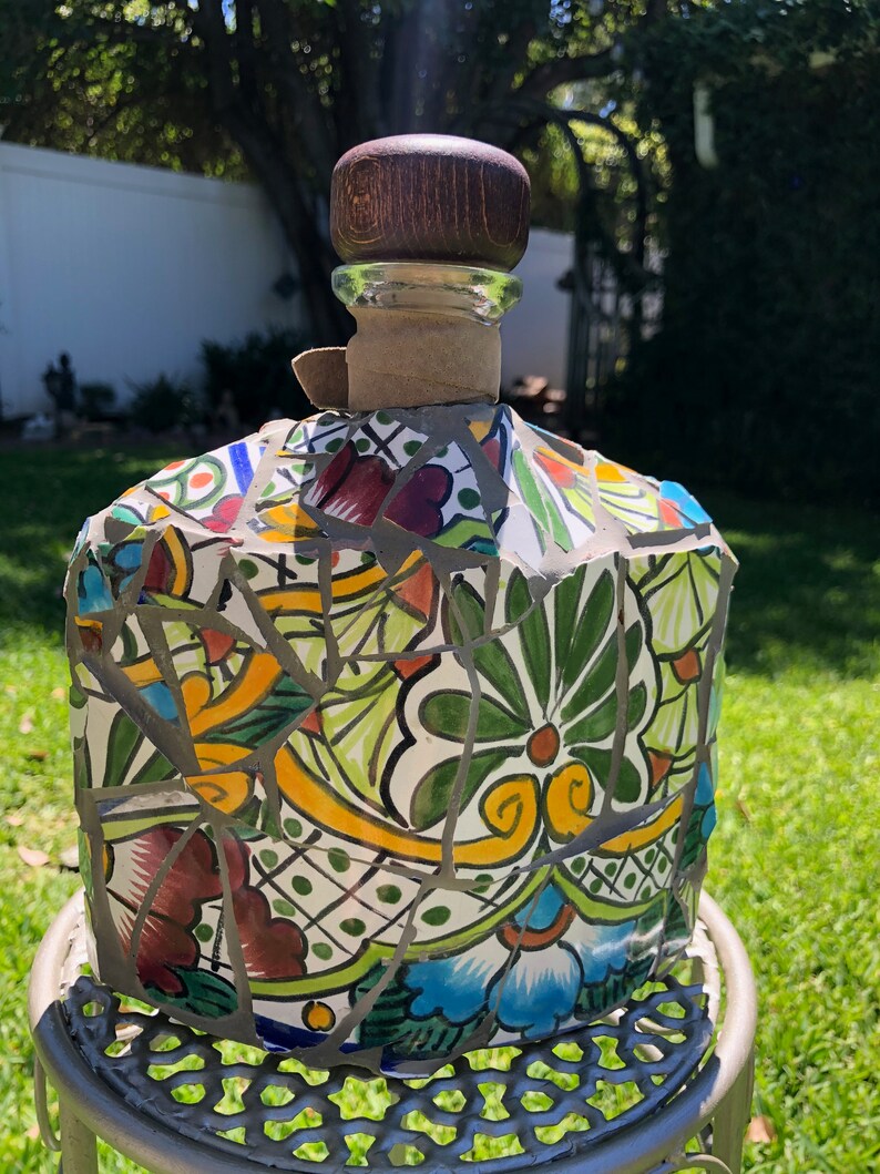 Handmade Mosaic Glass Bottle Etsy