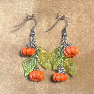 Halloween Pumpkin earrings stainless steel ear hooks, gift bag included