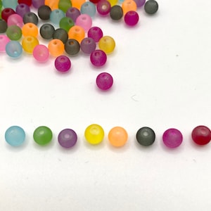 4mm frosted glass beads choose quantity 100,150,200