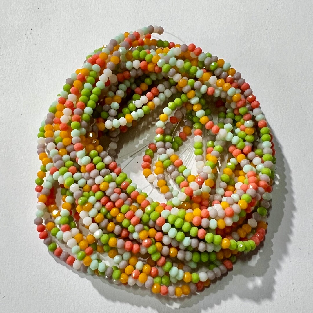 Two Strings of Tropical Mix Glass Electroplated Rondelle Beads. 3x2mm ...