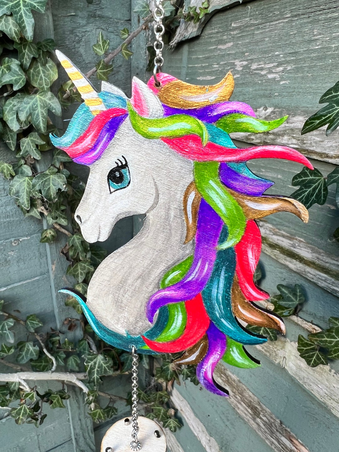 Unicorn Wind Chime Laser Cut and Hand Painted With Aluminium Etsy