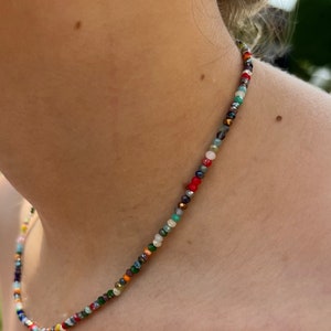 Dainty multicoloured beaded necklace. Boho necklace, choose length, gift bag included image 3