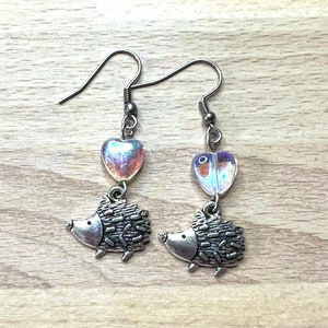 Hedgehog drop earrings. A donation from the sale of this item will be made to Rachels’s Hedgehog Hotel Norfolk