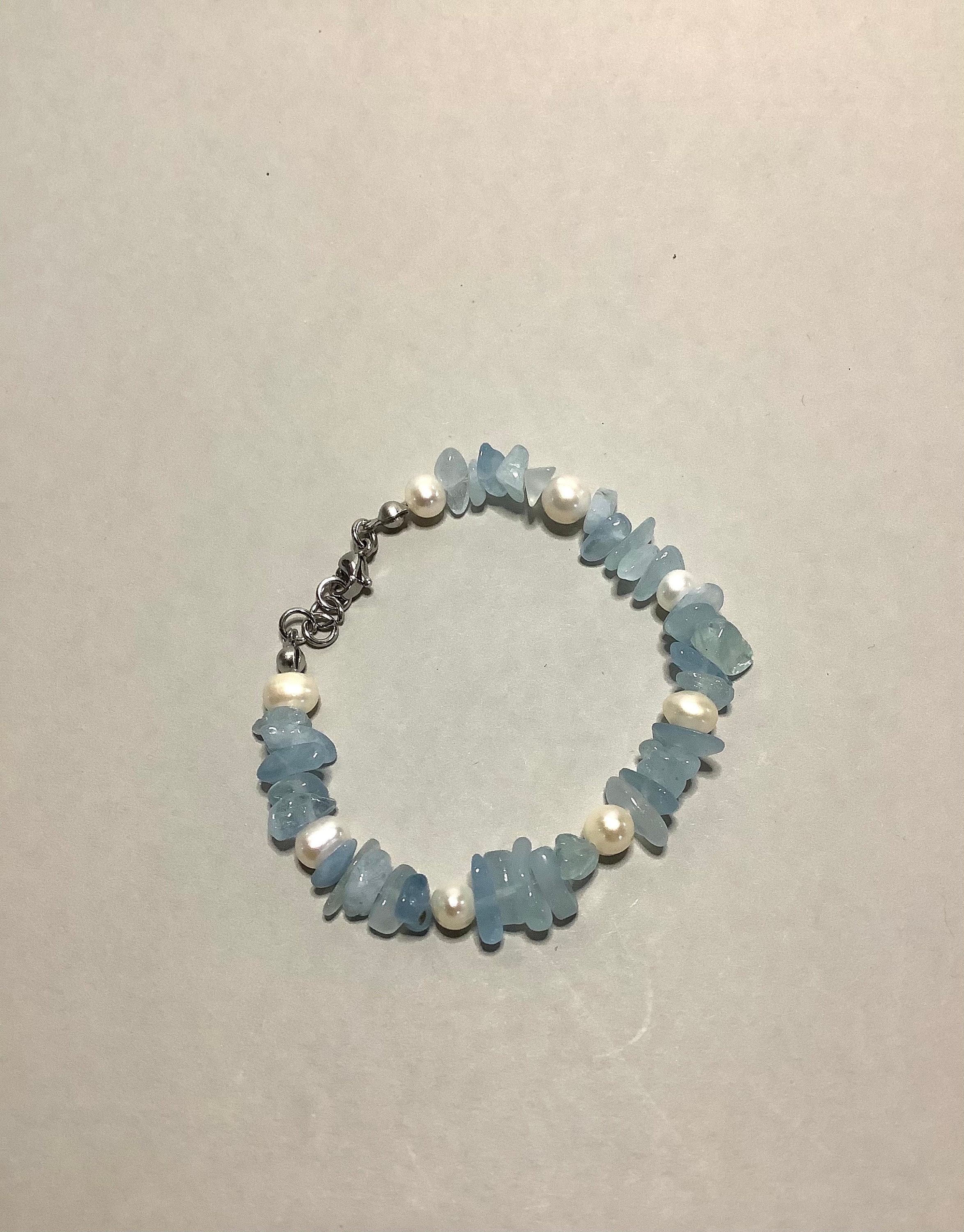 Aquamarine and freshwater pearl bracelet | Etsy