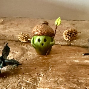 Handmade woodland Folk Figure, Acorn Hat Forest Spirit